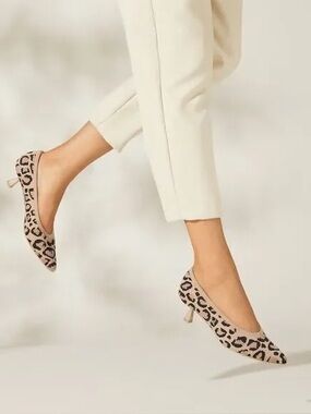 Vivaia Leopard Stella Knit Point Toe Kitten Heel EU 40 US 9